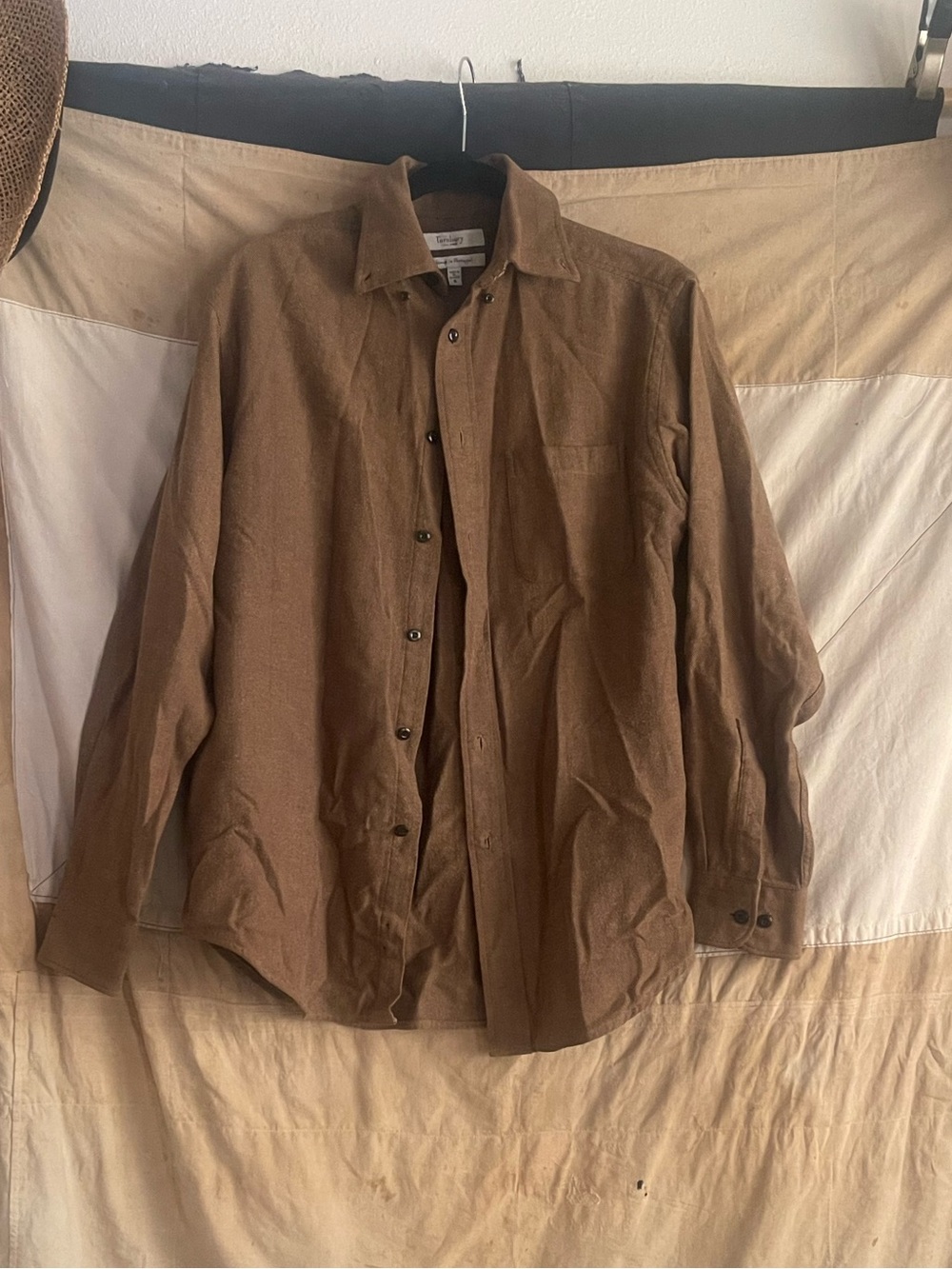 Turnbury Brown Herringbone Button-Up Shirt